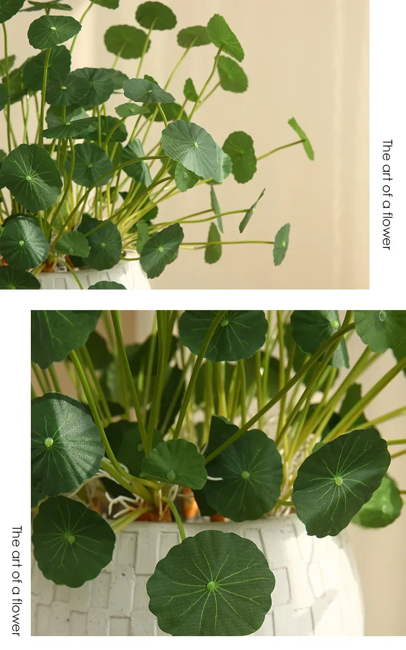 Artificial Lotus Plants Eucalyptus Leaves Plastic Tree Fake Plants Real Touch Copper Leafs For Home Office Decor