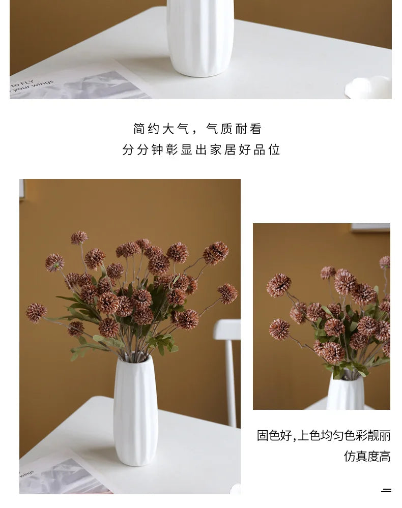 10 pcs Dandelion Artificial Flower Wedding  5 Head Fake Flowers Small Thorn Ball Home Decoration Bouquet Valentine's Day