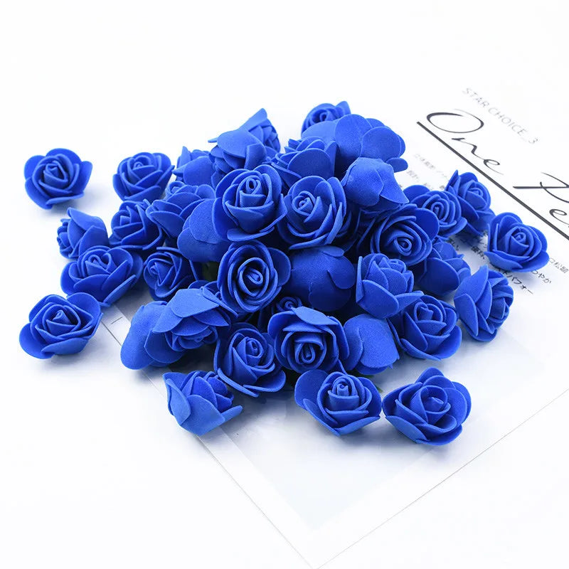 100pcs PE Foam Fake Teedy Bear Roee Head Artificial Flowers Cheap Wedding Home Decoration for Scrapbooking Gift Box Diy Wreath