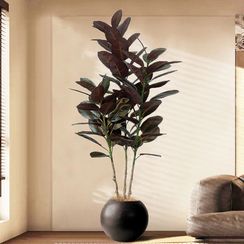 13-70in Large Ficus Tree Artificial Rubber Tree Plastic Banyan Plants Real Touch Banyan Leaves For Home Garden Shop Office Decor