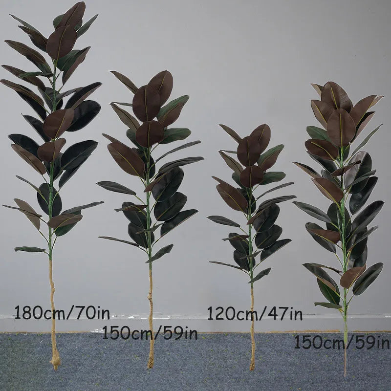 13-70in Large Ficus Tree Artificial Rubber Tree Plastic Banyan Plants Real Touch Banyan Leaves For Home Garden Shop Office Decor