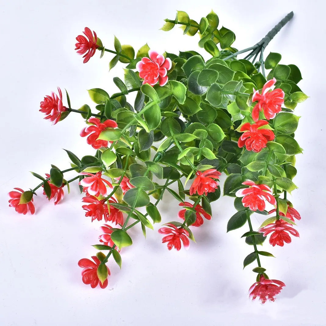 1pcs/lot Artificial Flowers 7-Pronged, 35 Mesh Eucalyptus Plastic Fake Flower Greenery Shrubs Plants Wedding Party Decoration