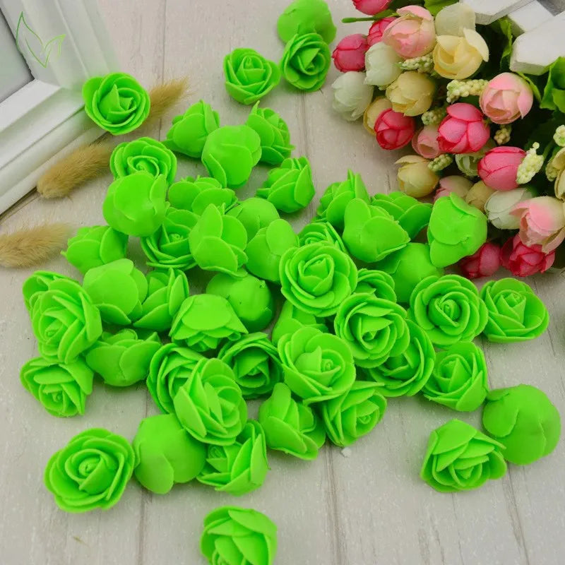 100pcs PE Foam Fake Teedy Bear Roee Head Artificial Flowers Cheap Wedding Home Decoration for Scrapbooking Gift Box Diy Wreath