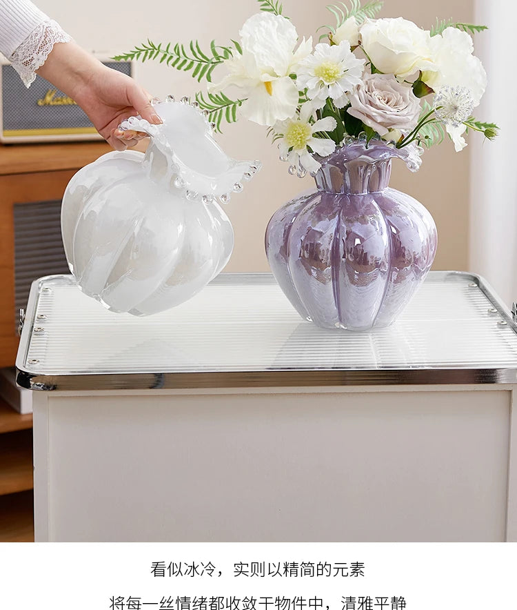 Glass Vase Purple Wave Floral Arrangement Accessories Hydroponics Terrarium Flower Vase Home Decoration Accessories