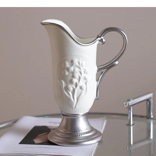 Light Luxury Ceramic Vase French Retro Flower Arrangement Crafts Decoration Room Aesthetics Decor Art Pot