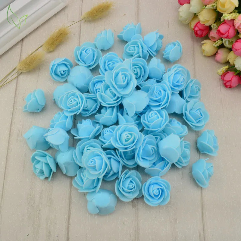 100pcs PE Foam Fake Teedy Bear Roee Head Artificial Flowers Cheap Wedding Home Decoration for Scrapbooking Gift Box Diy Wreath