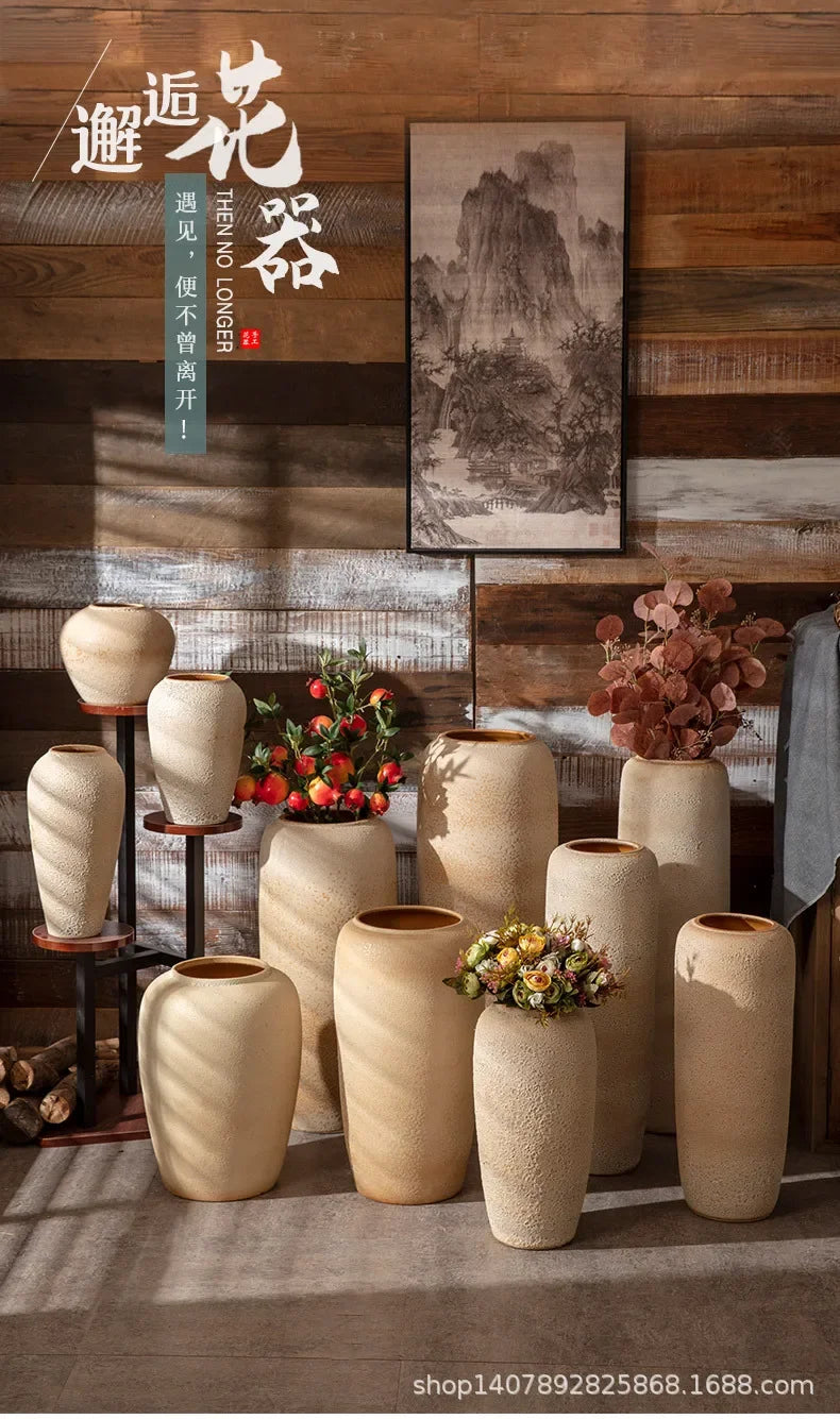 Creative Korean Rustic-Inspired New Chinese Simple Ceramic Vase - Perfect Tabletop/Hotel Decor, Elevate Room & Chambre Ambiance