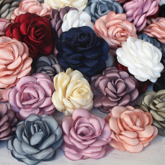 10Pcs 3.5CM Handmade Satin Small Rose Fabric Artificial Flower For DIY Headwear Accessories Wedding Dress Clothing Decor