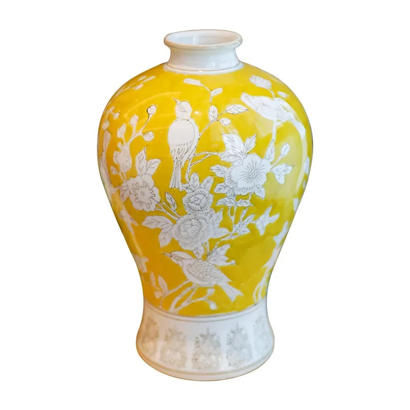 Ceramic vase advanced plum bottle blue and white porcelain living room decoration table light luxury style high-end furnishings