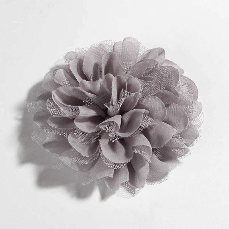 5PCS 4.4"11CM Lace Trim Patch Applique Fabric Artificial Flowers Wedding Dress Chiffon Flower Bride Hair Veil Clothes Decoration