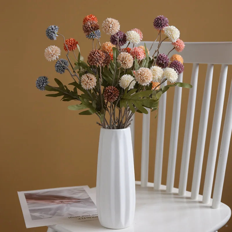 10 pcs Dandelion Artificial Flower Wedding  5 Head Fake Flowers Small Thorn Ball Home Decoration Bouquet Valentine's Day