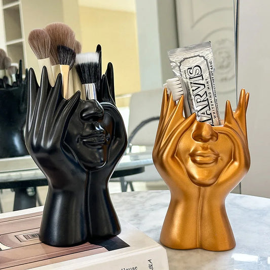 1pc Elegant Vase - Bohemian Nordic Style Rectangular, Glossy Finish, for Living Room/Bedroom Decor Makeup Brush Storage Bin