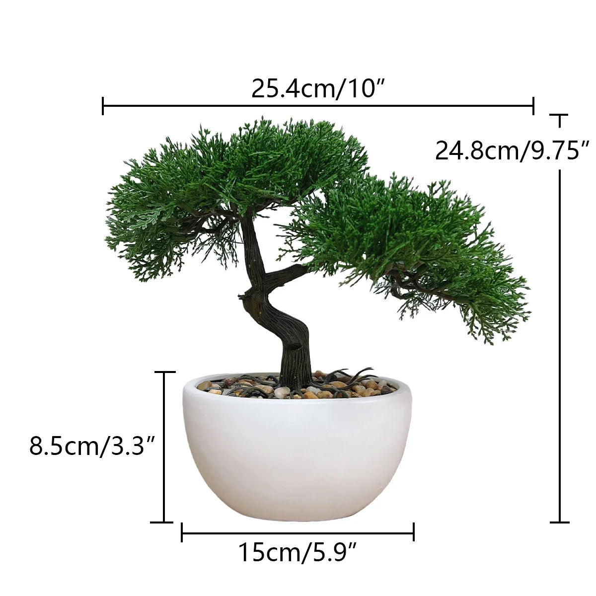 HXGYZP Bonsai Tree Artificial Plants Cypress Pine Tree With White Ceramic Pot Home Decor Indoor Office Desktop Plant Ornaments