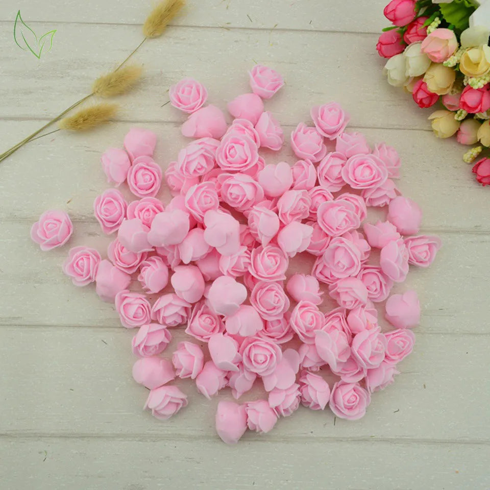100pcs PE Foam Fake Teedy Bear Roee Head Artificial Flowers Cheap Wedding Home Decoration for Scrapbooking Gift Box Diy Wreath