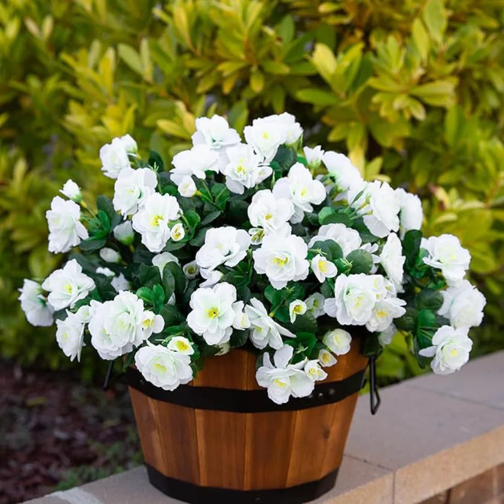 Outdoor Fall Artificial Red Azalea High Quality Flowers Bushes UV Resistant Decor Fake Flowers Home Decorations Small For Garden