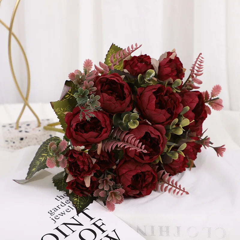 Artificial Peonies Silk Peony Flowers Artificial Flowers Plants for Home Hotel Wedding Christmas Tables Home Flowers vase Decor
