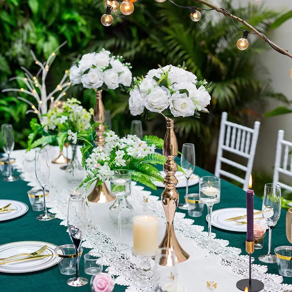 Metal Candle Holders Flowers Vase Candlestick Centerpieces Road Lead Candelabra Centerpieces Wedding porps Christmas decoration