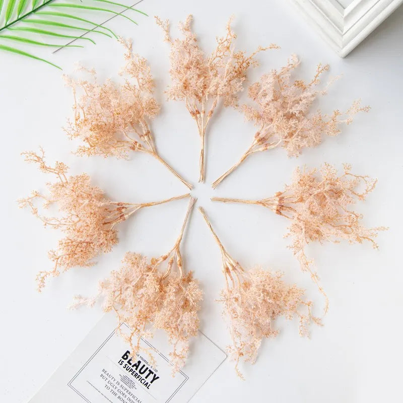 6Pcs Artificial Plant Golden Silvery Fake Branch For Christmas Tree Wreath Accessory Home Balcony Landscape Layout Wedding Decor