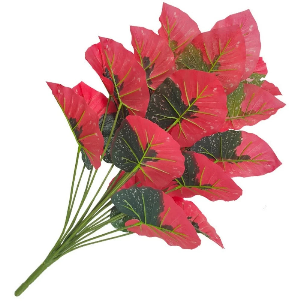 Red Leaf Artificial Flower Fake Artificial Plants Decoration Simulated Bonsai Potted Decor Home Room Party Wedding Office Floor