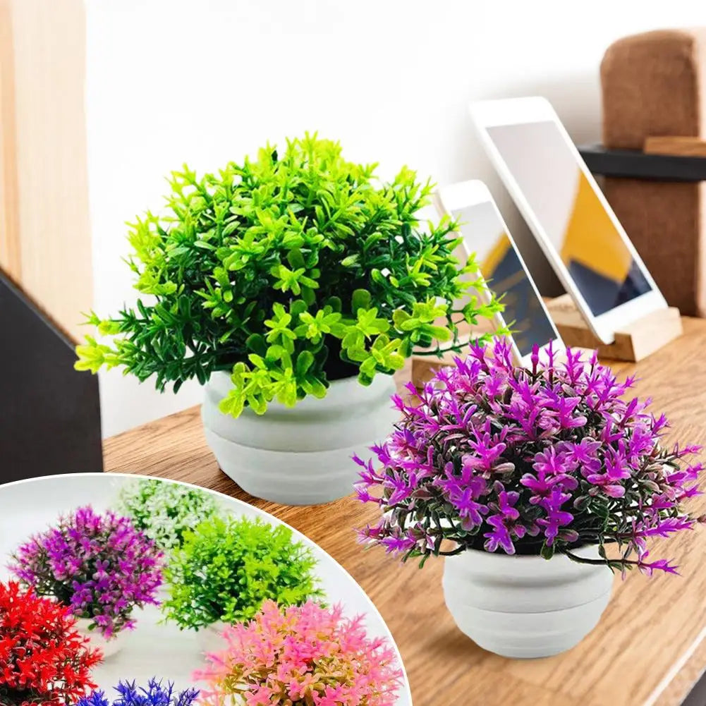 Artificial Plant Bonsai Desktop Small Face Plant Flower Pot Kitchen Bedroom Office Tabletop Decoration Potted Flower Ornament