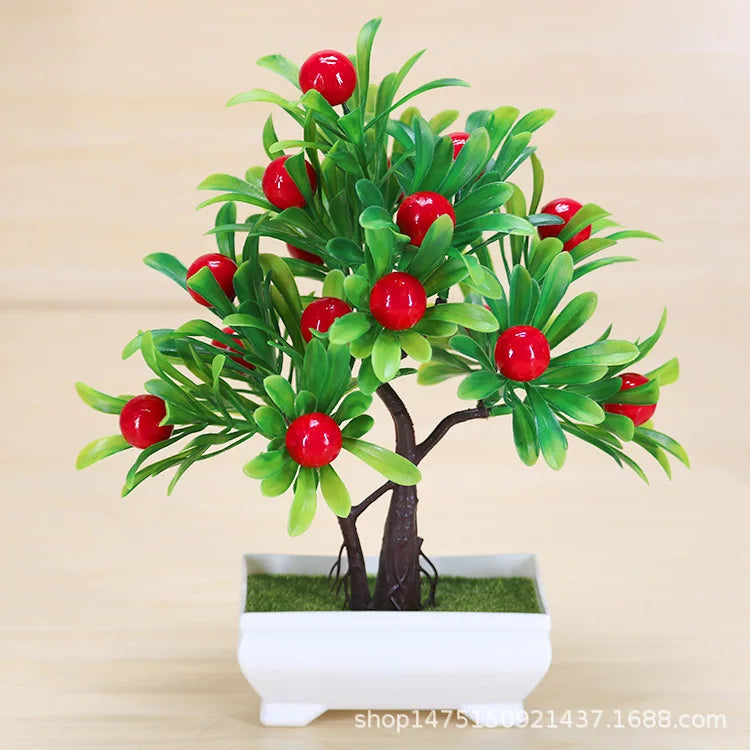 1pcs Artificial Plants Bonsai Small Tree Fake Plant Flower Potted Ornaments for Home Hotel Room Table Decoration Garden Decor