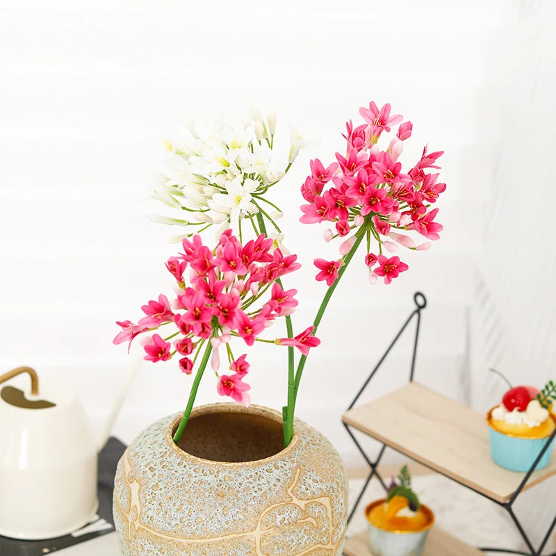 Kahaul Luxury African Agapanthus Branch Artificial Flowers Babysbreath Home Christmas Table Decor Room Photo Props Accessories