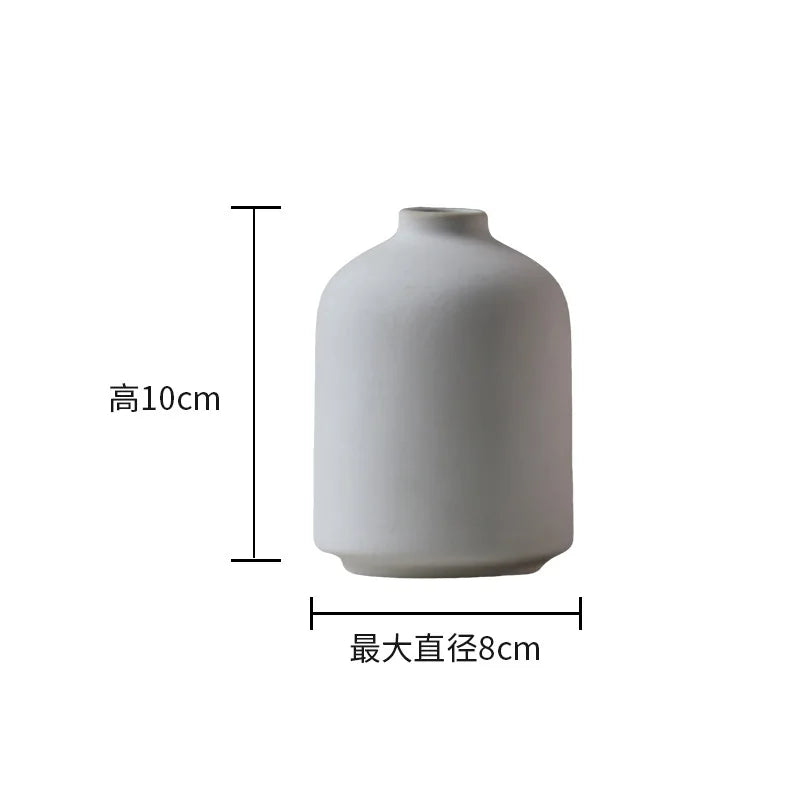 Nordic Simple Plain Ceramic Vase Modern White Beige Dried Flower Bottle Living Room Porch TV Cabinet Art Aesthetic Ornaments