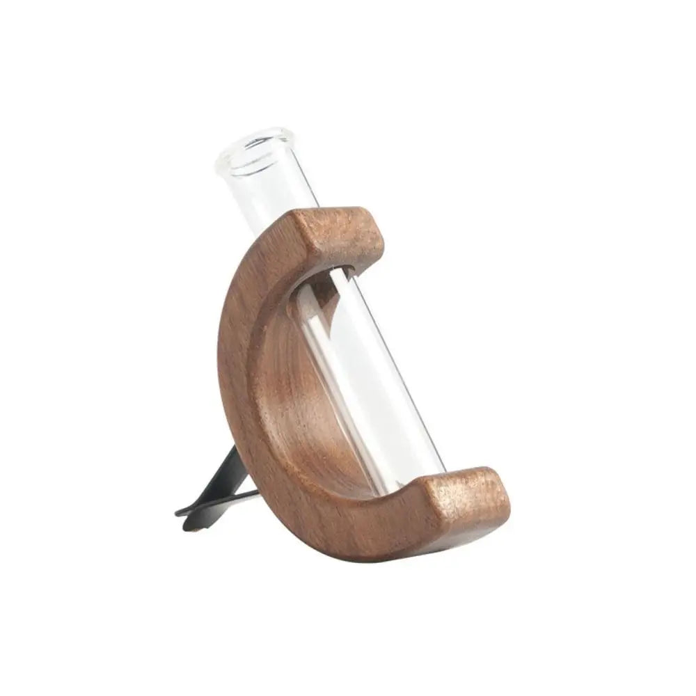 Test Tube Solid Wood Vase Mini Bonsai Vase Plant Floral Container Plant Breeding Station Mini Glass Car Flower Vase Car Decor