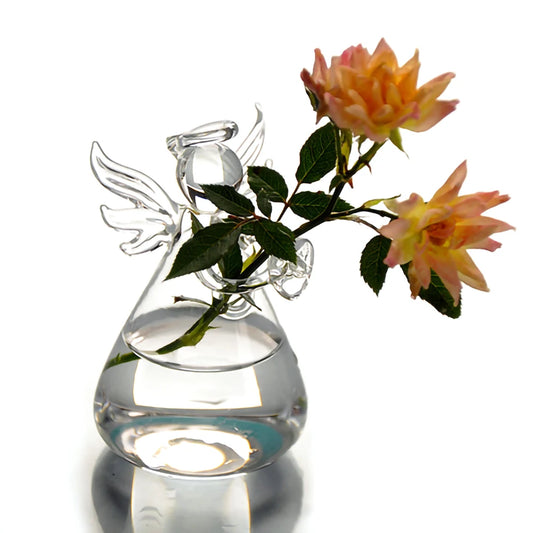 Small Vases For Flowers Outdoor & Indoor Clear Ornaments In Angel Patterns Hydroponic Angel Glass Vases For Weddings