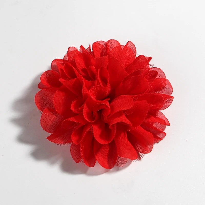 5PCS 4.4"11CM Lace Trim Patch Applique Fabric Artificial Flowers Wedding Dress Chiffon Flower Bride Hair Veil Clothes Decoration