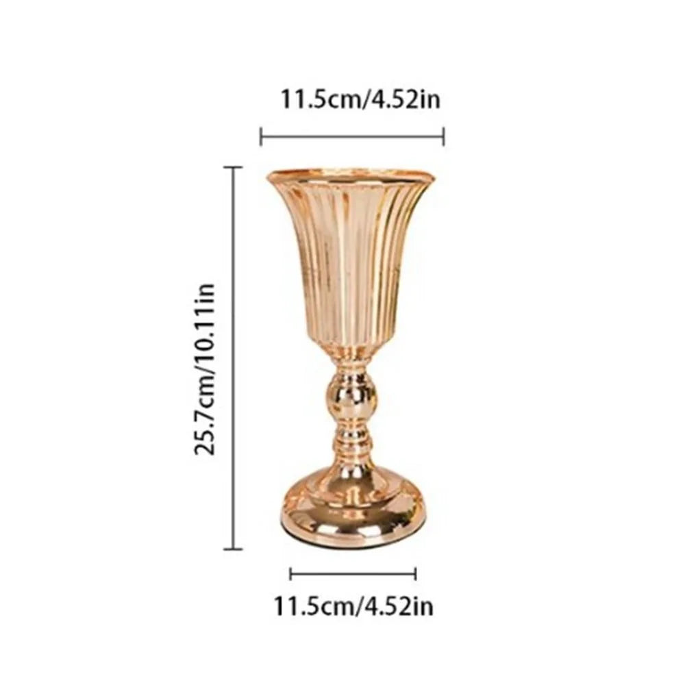 European Style Wrought Iron Gold Iron Vase FIower Art Anti-fall Wedding Photo Props Golden Simulated Flower Holders Table Decor