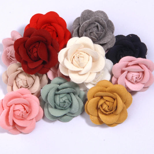 10Pcs 4cm 1.6" Camellia Rose Fabric Fake Artificial  Flowers Home Decor Marriage Wedding Decoration DIY Craft Wreath Scrapbook