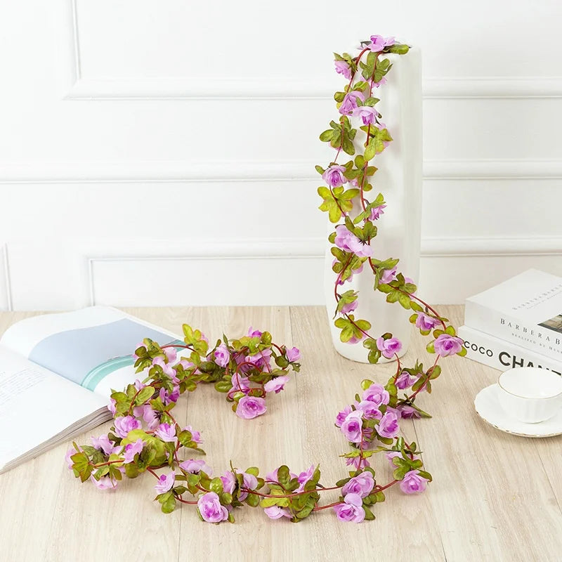 2.5m Rose Artificial Silk For Wedding Garland  Fake Plant Flowers Vine Home Room Wedding Wall Hanging Garden Arch DIY Decoration