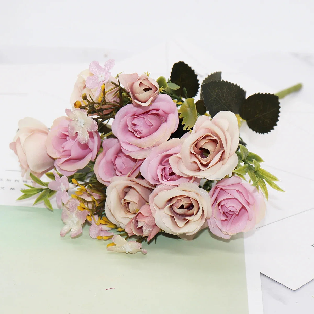 1 Bouquet purple Artificial Flowers Peony Tea Rose Autumn Silk Fake Flowers for DIY Living Room Home Garden Wedding Decoration