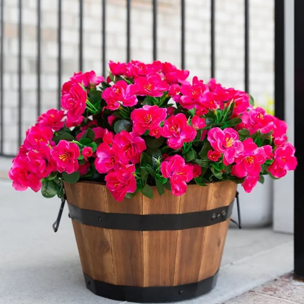 Outdoor Fall Artificial Red Azalea High Quality Flowers Bushes UV Resistant Decor Fake Flowers Home Decorations Small For Garden