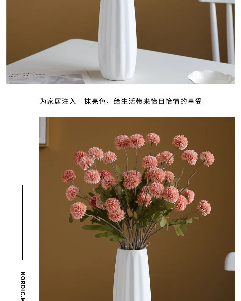 10 pcs Dandelion Artificial Flower Wedding  5 Head Fake Flowers Small Thorn Ball Home Decoration Bouquet Valentine's Day