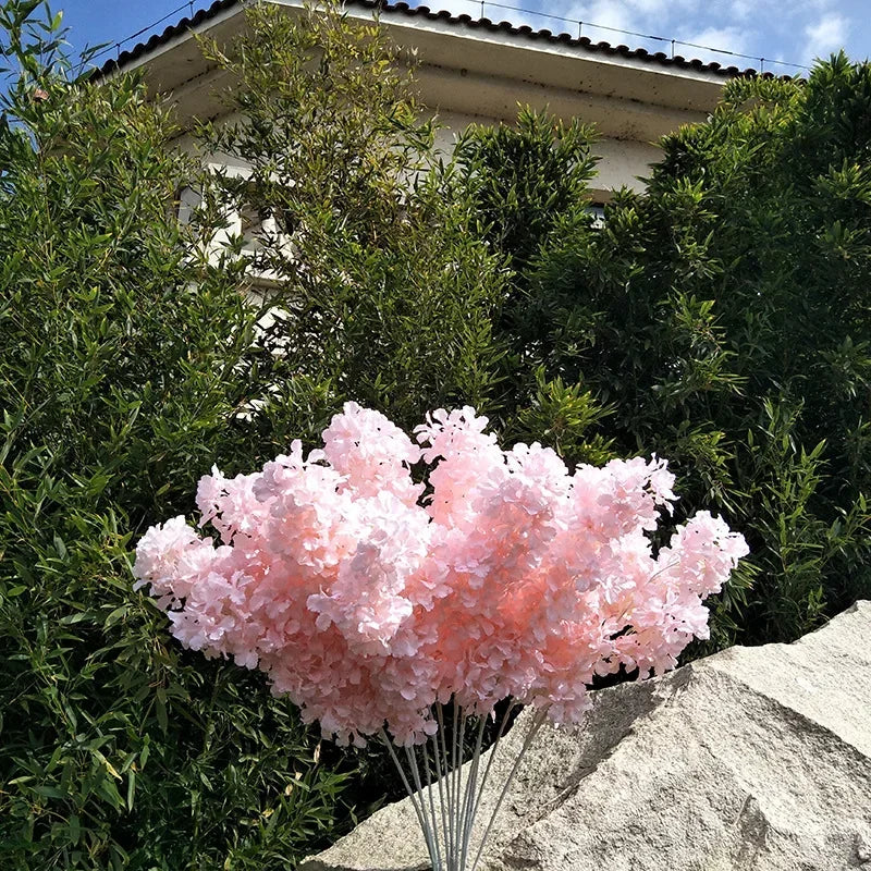 90CM Artificial 4-pronged Cherry Blossom White Stem Silk Flower Arch Suspended Ceiling Artificial Flower Home Wedding Decoration