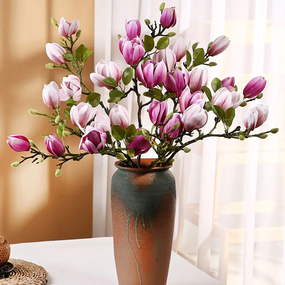 Artificial Flower Silk Magnolia Bouquet Diy Photo Props Wedding Bridal Festival Table Party Vase Home Outdoor Garden Decoration