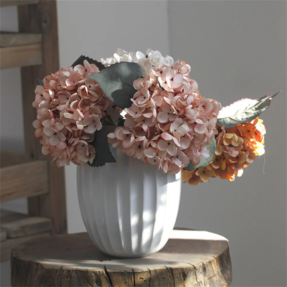 Silk Hydrangea Artificial Flowers Vase for Home Decoration Accessories Wedding Decorative Fake Plants Christmas Garland Material
