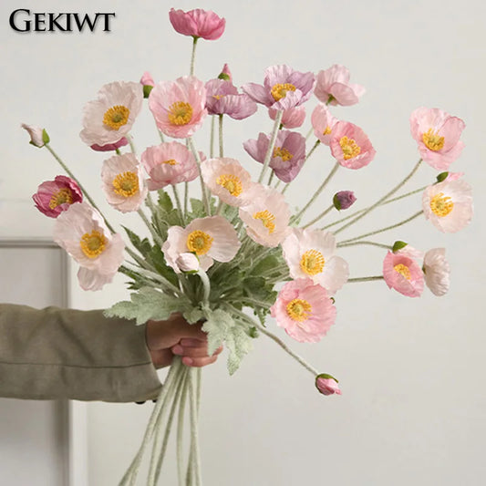 Flocking Yu Meiren Simulation Flower Bundle Dry Flower DecorationSilk Flower Poppy Flower Wedding Home Decoration Photography