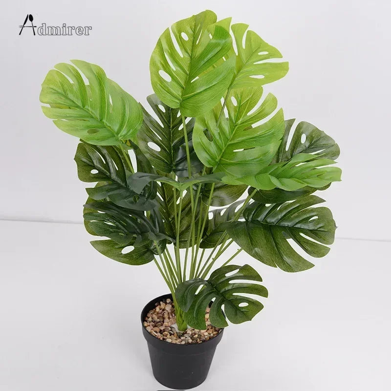 Artificial Plants Green Palm Leaves Monstera Home Garden Living Room Bedroom Balcony Decoration Tropical Plastic Fake Plant Long
