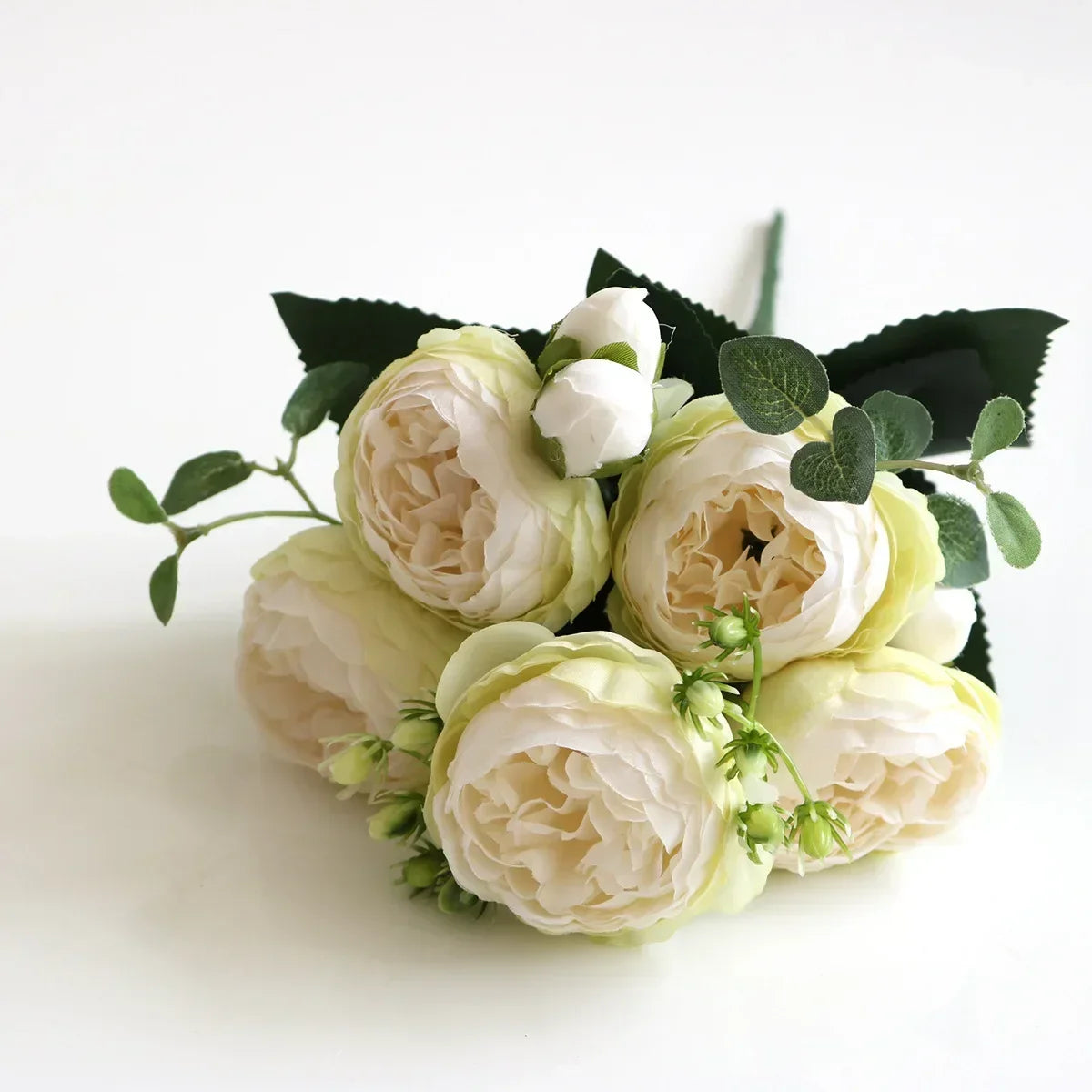 30cm Rose Pink Silk Peony Artificial Flowers Bouquet 5 Big Head an Bud Cheap Fake Flowers for Home Wedding Decoration indoo