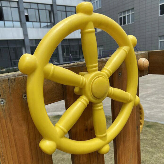 Pirate Ship Wheel with Screws Kids Steering Wheel Toy Playground Accessories for Park Play House Treehouse Garden Amusement Park