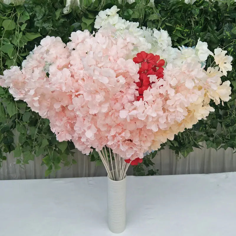 90CM Artificial 4-pronged Cherry Blossom White Stem Silk Flower Arch Suspended Ceiling Artificial Flower Home Wedding Decoration