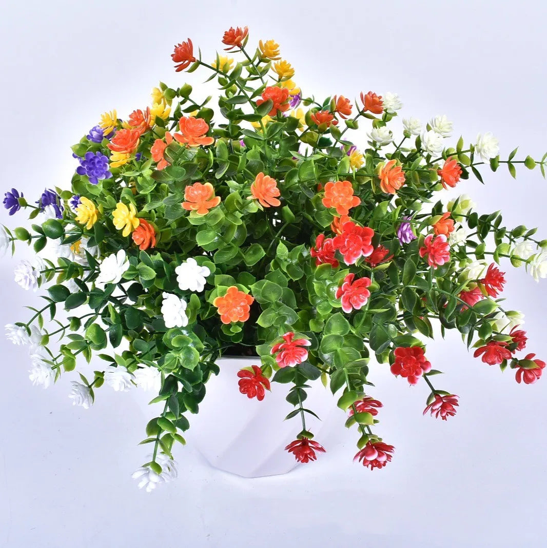 1pcs/lot Artificial Flowers 7-Pronged, 35 Mesh Eucalyptus Plastic Fake Flower Greenery Shrubs Plants Wedding Party Decoration