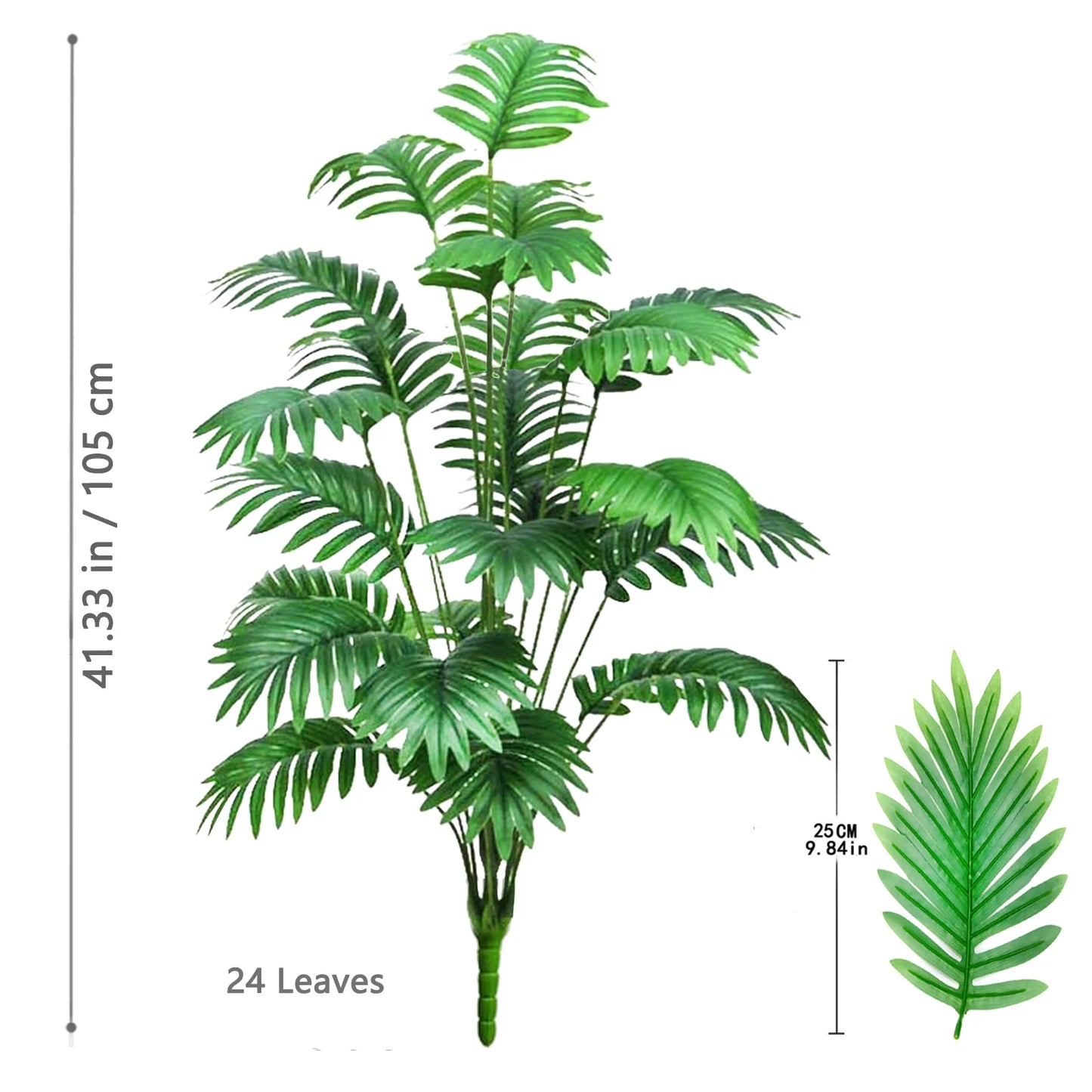105cm/41.3in Artificial Areca Palm Plant Fake Tropical Leaves Fake Yellow Palm Indoor Home Office Decor