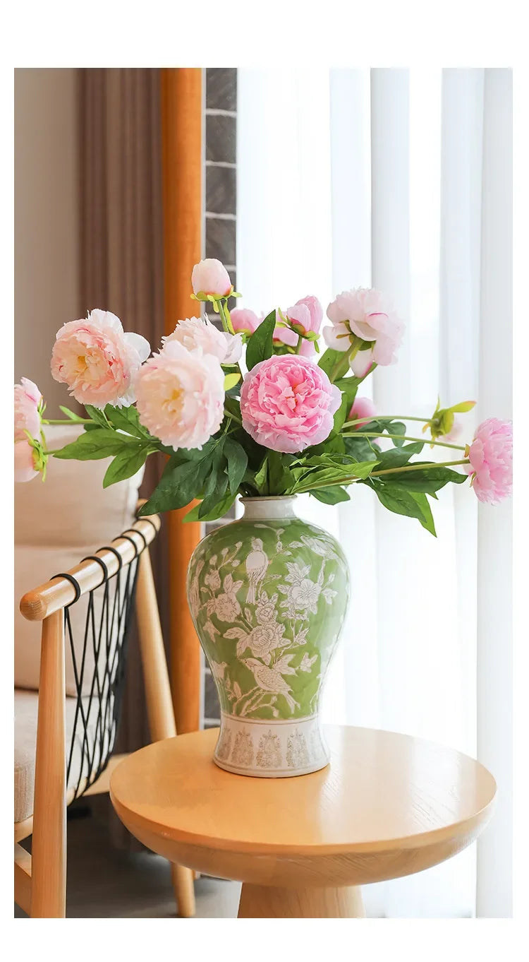 Ceramic vase advanced plum bottle blue and white porcelain living room decoration table light luxury style high-end furnishings