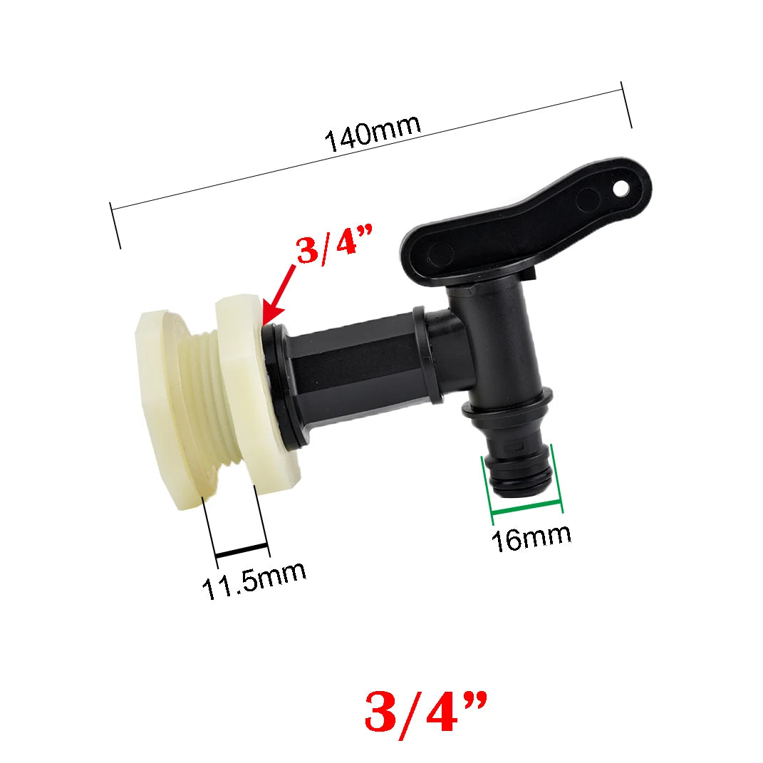1pc 1/2 3/4" Plastic Male Thread Water Faucet Fish Tank Tap Adapter Assembly Drainage Faucet Aquarium Valve Garden Accessories