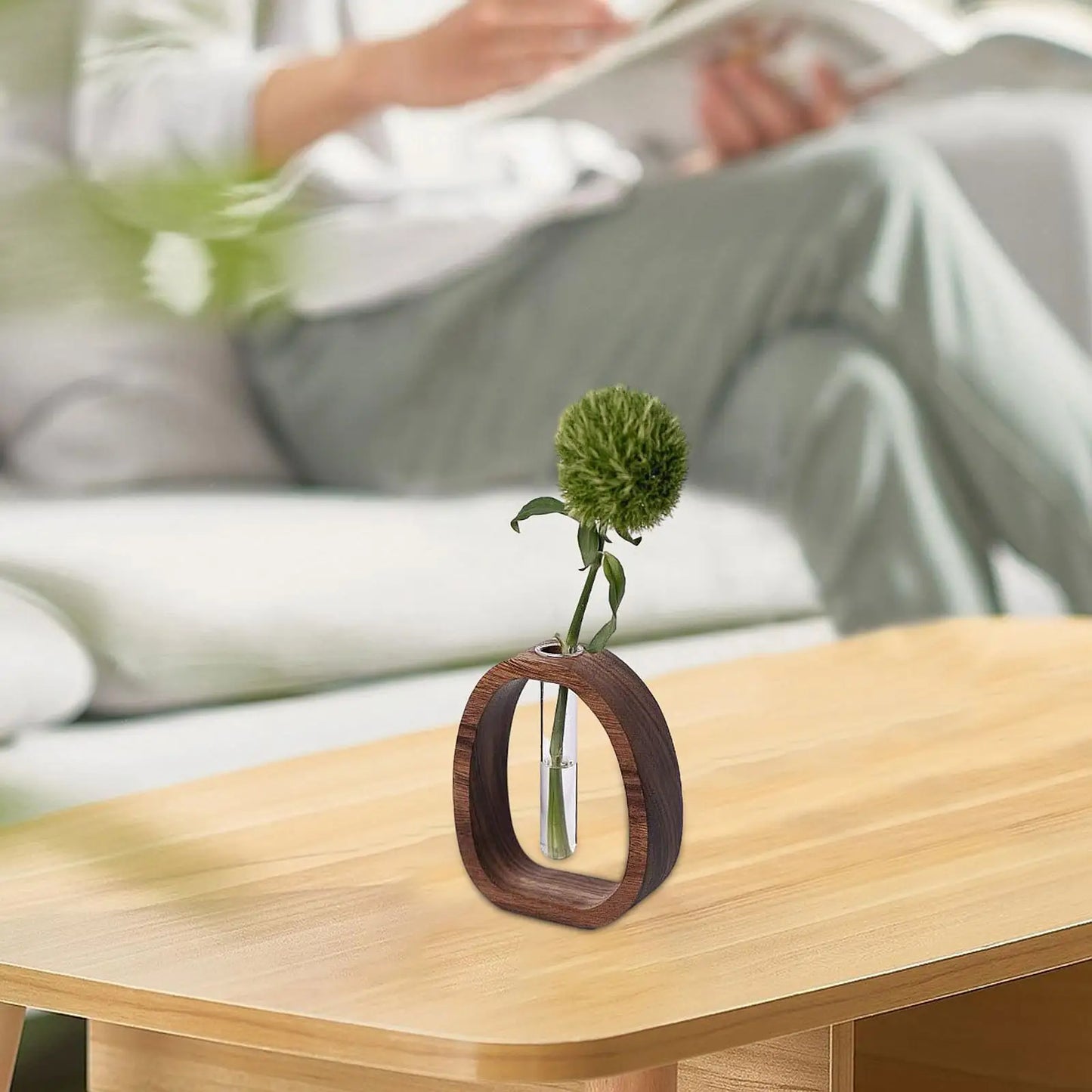 Wooden Glass Flower Vase Hydroponic Flower Hydroponics Water Plant For Valentine'S Day Wedding Arrangement Vase Desktop Ornamen