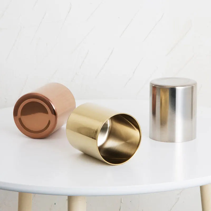 Brass Gold Vase  Stainless Steel Vases For Flowers Storage Container Organizer Pen Holder Cup Desk Flower Pots Home Decoration
